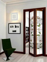 Двери гармошка с витражным декором Могилёв
